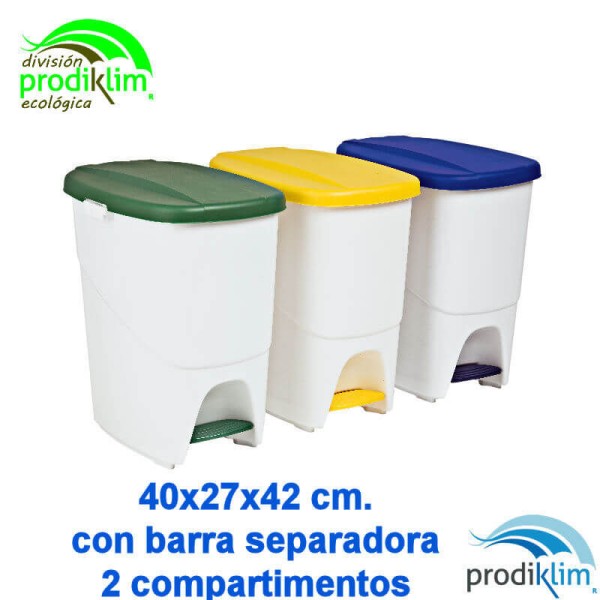 CUBO ECOLOGIC 25L BLANCO PEDAL C/TAPA AMARILL