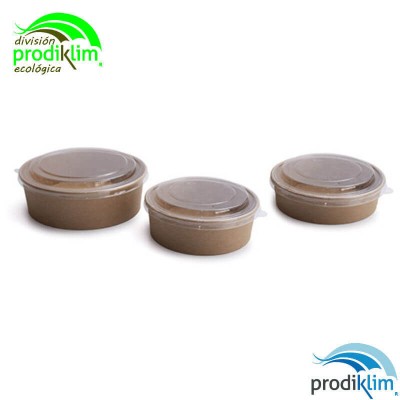 ENSALADERA CARTON CON TAPA KRAFT 500ML (25UD)