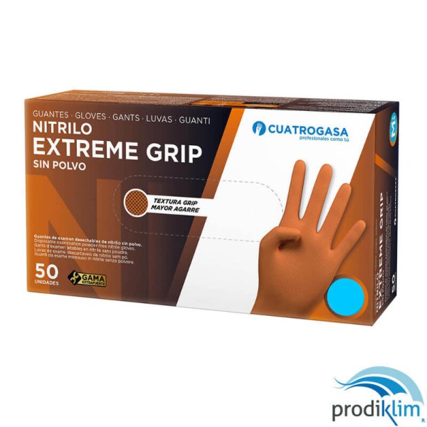 GUANTE NITRILO EXTREM GRIP NARANJA T/XL (50U)