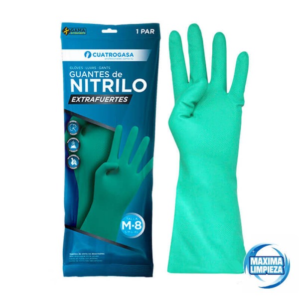 GUANTE NITRILO VERDE FLOCADO T/G