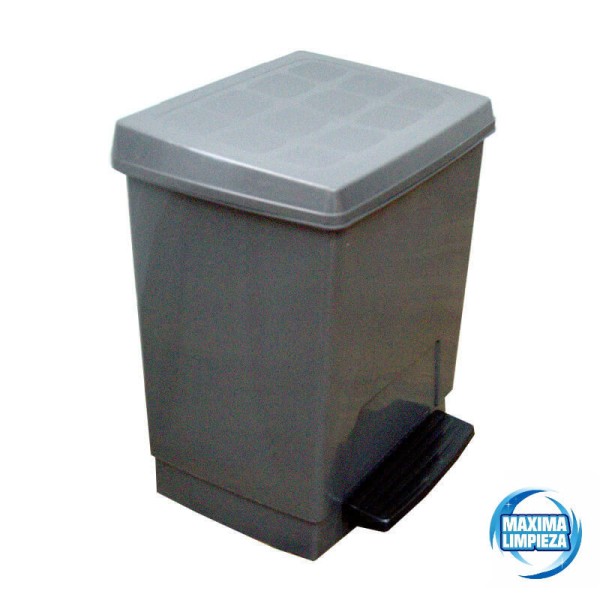 PAPELERA PEDAL ABS GRIS METALICO 23L