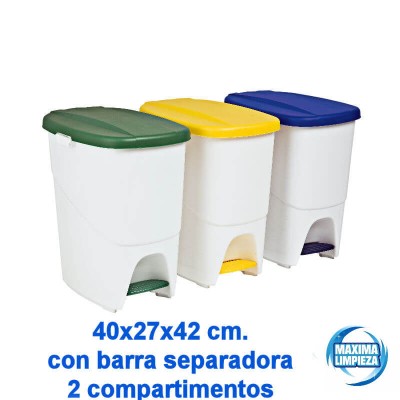 CUBO ECOLOGICO 25L BLANCO PEDAL C/TAPA AZUL