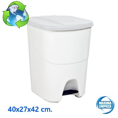 CUBO ECOLOGICO 40L BLANCO PEDAL C/TAPA BLANCO