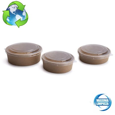 ENSALADERA CARTON CON TAPA KRAFT 750ML (25UD)