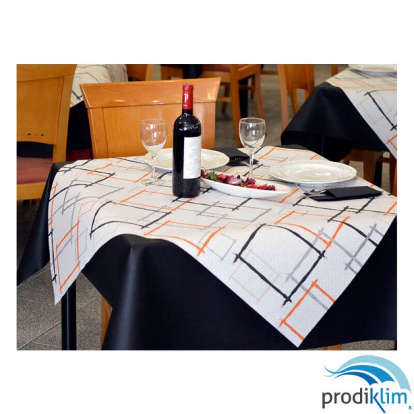 MANTEL 100X100 MARCOS NEGRO - NARANJA (400UDS)