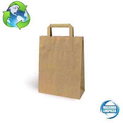 BOLSA PAPEL KRAFT 26+17X27 ASA PLANA (25UDS)