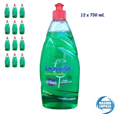 Detergente Manual Concentrado Tuna 12X750ML | Máxima Limpieza