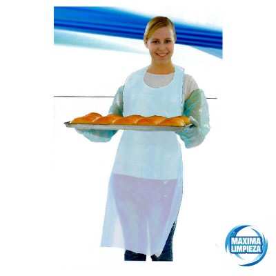 DELANTAL PLASTICO G80 BLANCO DESECHABLE 76X120 (100UDS)