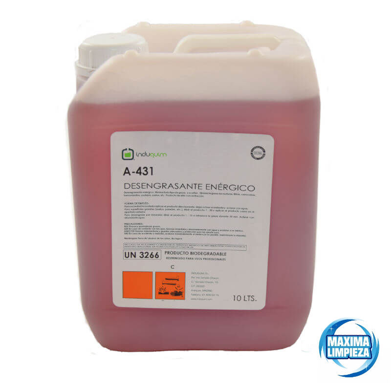 Desengrasante enérgico A-431 (10 L.) - Máxima limpieza - Productos de  Limpieza Industrial